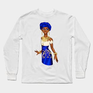 Black is Beautiful - Niger African Melanin Girl in traditional outfit Long Sleeve T-Shirt